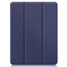 For iPad Pro 12.9 2022 / 2021 Horizontal Flip Honeycomb TPU + PU Leather Tablet Case with Three-folding Holder & Sleep / Wake-up Function & Pen Slot(Dark Blue)