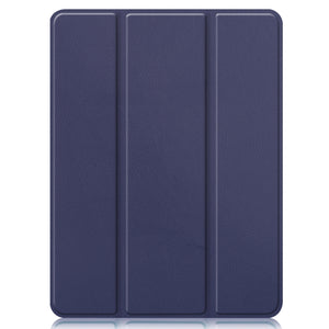 For iPad Pro 12.9 2022 / 2021 Horizontal Flip Honeycomb TPU + PU Leather Tablet Case with Three-folding Holder & Sleep / Wake-up Function & Pen Slot(Dark Blue)