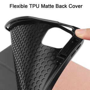 For iPad Pro 12.9 2022 / 2021 Horizontal Flip Honeycomb TPU + PU Leather Tablet Case with Three-folding Holder & Sleep / Wake-up Function & Pen Slot(Rose Gold)
