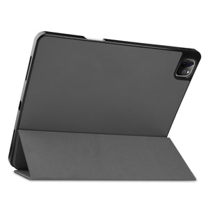 For iPad Pro 12.9 2022 / 2021 Horizontal Flip Honeycomb TPU + PU Leather Tablet Case with Three-folding Holder & Sleep / Wake-up Function & Pen Slot(Grey)