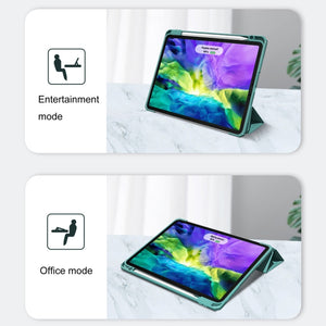 For iPad Pro 11 2022 / 2021 / 2020 Mutural Pinyue Series PC + TPU Horizontal Flip Leather Tablet Case with Holder & Pen Slot & Sleep / Wake-up Function(Dark Green)