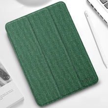 For iPad Pro 12.9 2022 / 2021 / 2020 Mutural YASHI Series TPU + PU Cloth Pattern Texture Horizontal Flip Leather Tablet Case with Three-folding Holder & Pen Slot & Wake-up / Sleep Function(Green)