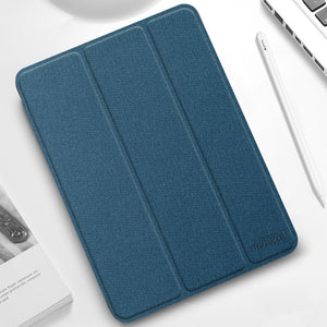 For iPad Pro 12.9 2022 / 2021 / 2020 Mutural YASHI Series TPU + PU Cloth Pattern Texture Horizontal Flip Leather Tablet Case with Three-folding Holder & Pen Slot & Wake-up / Sleep Function(Blue)