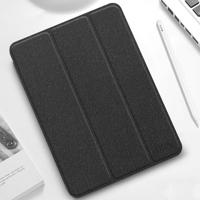 For iPad Pro 12.9 2022 / 2021 / 2020 Mutural YASHI Series TPU + PU Cloth Pattern Texture Horizontal Flip Leather Tablet Case with Three-folding Holder & Pen Slot & Wake-up / Sleep Function(Black)