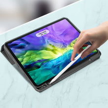 For iPad Pro 12.9 2022 / 2021 / 2020 Mutural YASHI Series TPU + PU Cloth Pattern Texture Horizontal Flip Leather Tablet Case with Three-folding Holder & Pen Slot & Wake-up / Sleep Function(Black)