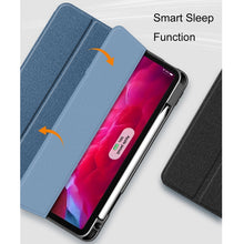 For iPad Pro 12.9 2022 / 2021 / 2020 Mutural YASHI Series TPU + PU Cloth Pattern Texture Horizontal Flip Leather Tablet Case with Three-folding Holder & Pen Slot & Wake-up / Sleep Function(Blue)