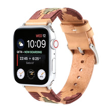 Woven Contrast Leather Watch Band For Apple Watch Ultra 49mm / Series 8&7 45mm / SE 2&6&SE&5&4 44mm / 3&2&1 42mm(Light Brown)