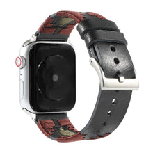 Woven Contrast Leather Watch Band For Apple Watch Series 8&7 41mm / SE 2&6&SE&5&4 40mm / 3&2&1 38mm(Black)