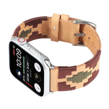 Woven Contrast Leather Watch Band For Apple Watch Series 8&7 41mm / SE 2&6&SE&5&4 40mm / 3&2&1 38mm(Light Brown)