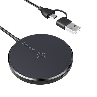 Mriowiz M-2001W 15W Desktop MagSafe Magnetic Wireless Charger for iPhone 12 Series, with USB + USB-C / Type-C Data Cable & Holder