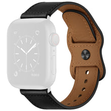 Double Hole Leather Watch Band For Apple Watch Ultra 49mm / Series 8&7 45mm / SE 2&6&SE&5&4 44mm / 3&2&1 42mm(Black)