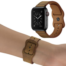 Double Hole Leather Watch Band For Apple Watch Series 7 45mm / 6 & SE & 5 & 4 44mm / 3 & 2 & 1 42mm(Dark Brown Crazy Horse)