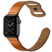 Double Hole Leather Watch Band For Apple Watch Series 7 45mm / 6 & SE & 5 & 4 44mm / 3 & 2 & 1 42mm(Brown)
