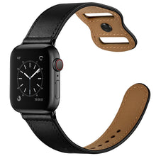 Double Hole Leather Watch Band For Apple Watch Series 7 41mm / 6 & SE & 5 & 4 40mm / 3 & 2 & 1 38mm(Black)