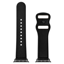 Double Hole Leather Watch Band For Apple Watch Series 7 41mm / 6 & SE & 5 & 4 40mm / 3 & 2 & 1 38mm(Black)