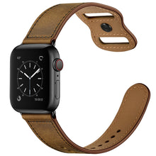 Double Hole Leather Watch Band For Apple Watch Series 7 41mm / 6 & SE & 5 & 4 40mm / 3 & 2 & 1 38mm(Dark Brown Crazy Horse)
