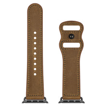 Double Hole Leather Watch Band For Apple Watch Series 7 41mm / 6 & SE & 5 & 4 40mm / 3 & 2 & 1 38mm(Dark Brown Crazy Horse)