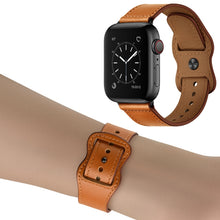 Double Hole Leather Watch Band For Apple Watch Series 7 41mm / 6 & SE & 5 & 4 40mm / 3 & 2 & 1 38mm(Brown)