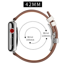 Genuine Leather + Butterfly Silver Buckle Watch Band For Apple Watch Series 7 45mm / 6 & SE & 5 & 4 44mm / 3 & 2 & 1 42mm(White)