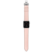 Genuine Leather + Butterfly Silver Buckle Watch Band For Apple Watch Series 7 41mm / 6 & SE & 5 & 4 40mm / 3 & 2 & 1 38mm(Pink)