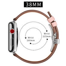 Genuine Leather + Butterfly Silver Buckle Watch Band For Apple Watch Series 7 41mm / 6 & SE & 5 & 4 40mm / 3 & 2 & 1 38mm(Pink)