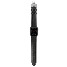 Genuine Leather + Butterfly Silver Buckle Watch Band For Apple Watch Series 7 41mm / 6 & SE & 5 & 4 40mm / 3 & 2 & 1 38mm(Black)