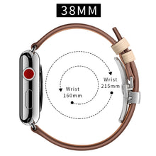 Genuine Leather + Butterfly Silver Buckle Watch Band For Apple Watch Series 7 41mm / 6 & SE & 5 & 4 40mm / 3 & 2 & 1 38mm(Apricot)