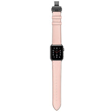 Genuine Leather + Butterfly Black Buckle Watch Band For Apple Watch Series 7 45mm / 6 & SE & 5 & 4 44mm / 3 & 2 & 1 42mm(Pink)
