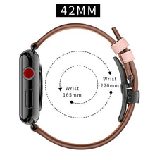 Genuine Leather + Butterfly Black Buckle Watch Band For Apple Watch Series 7 45mm / 6 & SE & 5 & 4 44mm / 3 & 2 & 1 42mm(Pink)