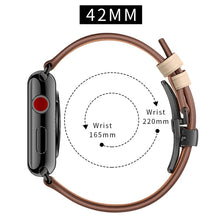 Genuine Leather + Butterfly Black Buckle Watch Band For Apple Watch Series 7 45mm / 6 & SE & 5 & 4 44mm / 3 & 2 & 1 42mm(Apricot)