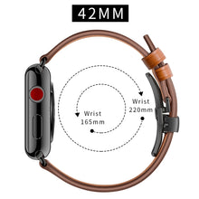 Genuine Leather + Butterfly Black Buckle Watch Band For Apple Watch Series 7 45mm / 6 & SE & 5 & 4 44mm / 3 & 2 & 1 42mm(Brown)