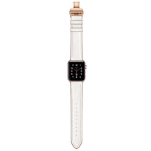 Genuine Leather + Butterfly Rose Gold Buckle Watch Band For Apple Watch Series 7 41mm / 6 & SE & 5 & 4 40mm / 3 & 2 & 1 38mm(White)
