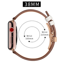 Genuine Leather + Butterfly Rose Gold Buckle Watch Band For Apple Watch Series 7 41mm / 6 & SE & 5 & 4 40mm / 3 & 2 & 1 38mm(White)
