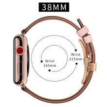 Genuine Leather + Butterfly Rose Gold Buckle Watch Band For Apple Watch Series 8&7 41mm / SE 2&6&SE&5&4 40mm / 3&2&1 38mm(Pink)