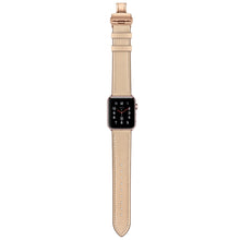 Genuine Leather + Butterfly Rose Gold Buckle Watch Band For Apple Watch Series 8&7 41mm / SE 2&6&SE&5&4 40mm / 3&2&1 38mm(Apricot)