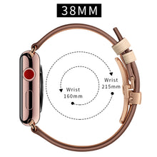 Genuine Leather + Butterfly Rose Gold Buckle Watch Band For Apple Watch Series 8&7 41mm / SE 2&6&SE&5&4 40mm / 3&2&1 38mm(Apricot)
