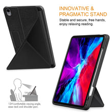 For iPad Air 2022 / 2020 10.9 / Pro 11 (2018) Cloth Texture Multi-folding Horizontal Flip PU Leather Shockproof Case with Holder & Sleep / Wake-up Function(Black)