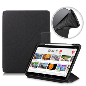 For iPad Air 2022 / 2020 10.9 / Pro 11 (2018) Cloth Texture Multi-folding Horizontal Flip PU Leather Shockproof Case with Holder & Sleep / Wake-up Function(Black)