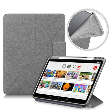 For iPad Air 2022 / 2020 10.9 / Pro 11 (2018) Cloth Texture Multi-folding Horizontal Flip PU Leather Shockproof Case with Holder & Sleep / Wake-up Function(Grey)