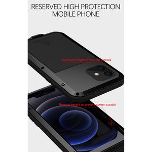 For iPhone 12 mini LOVE MEI Metal Shockproof Waterproof Dustproof Protective Case (Black)