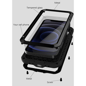 For iPhone 12 mini LOVE MEI Metal Shockproof Waterproof Dustproof Protective Case (White)