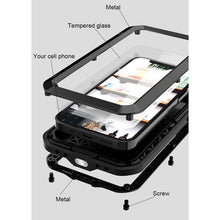 For iPhone 12 LOVE MEI Metal Shockproof Waterproof Dustproof Protective Case(Black)