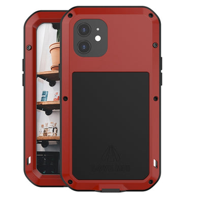 For iPhone 12 LOVE MEI Metal Shockproof Waterproof Dustproof Protective Case(Red)