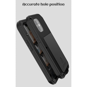 For iPhone 12 LOVE MEI Metal Shockproof Waterproof Dustproof Protective Case(Red)