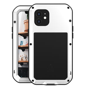 For iPhone 12 LOVE MEI Metal Shockproof Waterproof Dustproof Protective Case(White)
