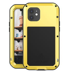 For iPhone 12 LOVE MEI Metal Shockproof Waterproof Dustproof Protective Case(Yellow)