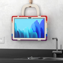 For iPad 9.7 inch (2018/2017) Silicone + PC Protective Case with Holder & Shoulder Strap(Colorful Red)
