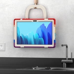 For iPad 9.7 inch (2018/2017) Silicone + PC Protective Case with Holder & Shoulder Strap(Colorful Red)