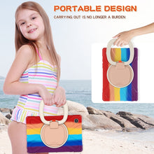 For iPad 9.7 inch (2018/2017) Silicone + PC Protective Case with Holder & Shoulder Strap(Colorful Red)