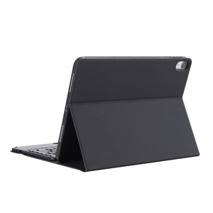 YT098B-A Detachable Candy Color Skin Feel Texture Round Keycap Bluetooth Keyboard Leather Case with Touch Control For  iPad Air 4 10.9 2020 / Air 5 10.9 2022 (Black)